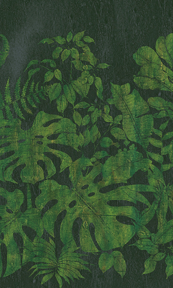 large printed botanical leaves mural wallpaper