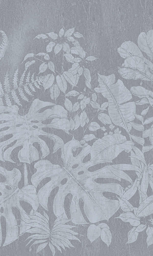 large printed botanical leaves mural wallpaper