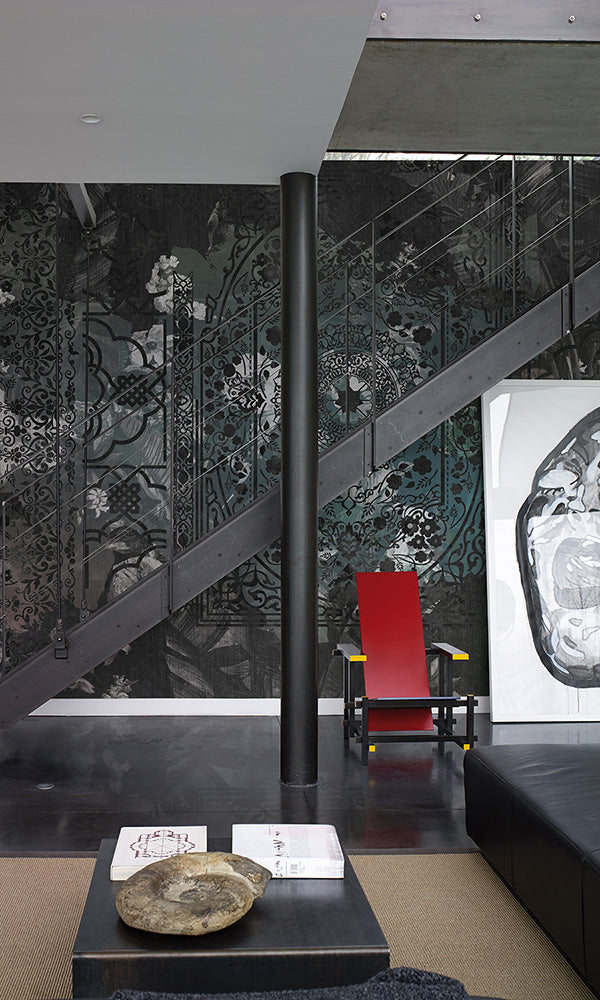 ornamental floral collage mural wallpaper
