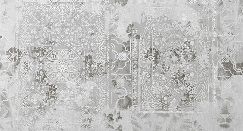 ornamental floral collage mural wallpaper