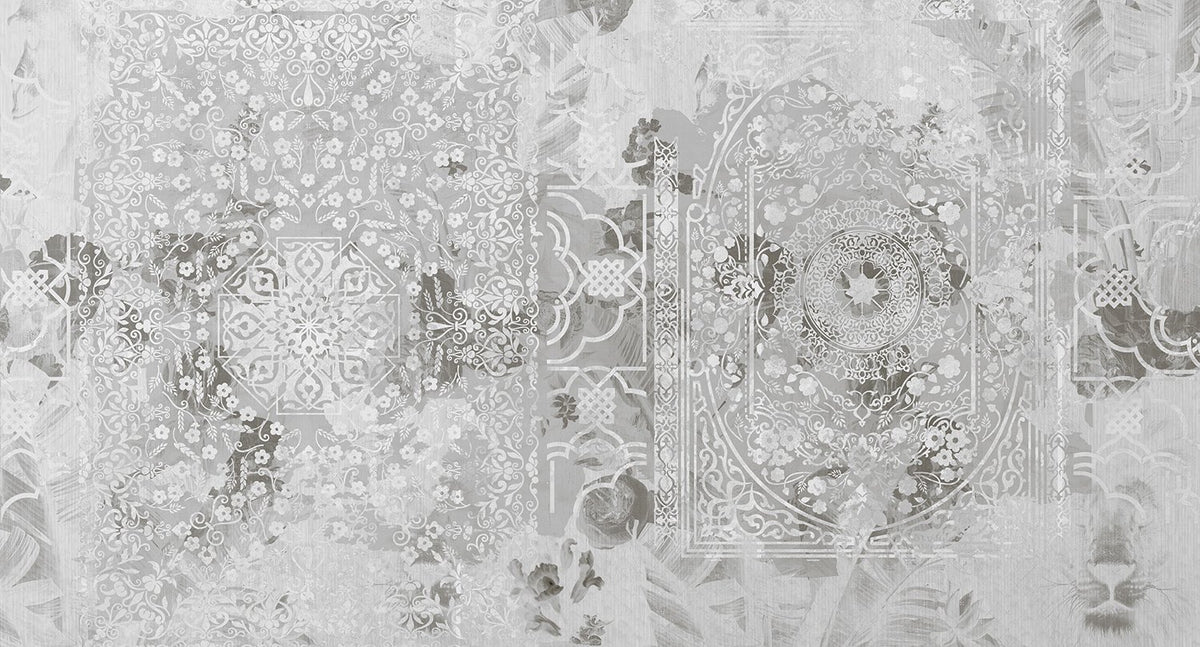 ornamental floral collage mural wallpaper