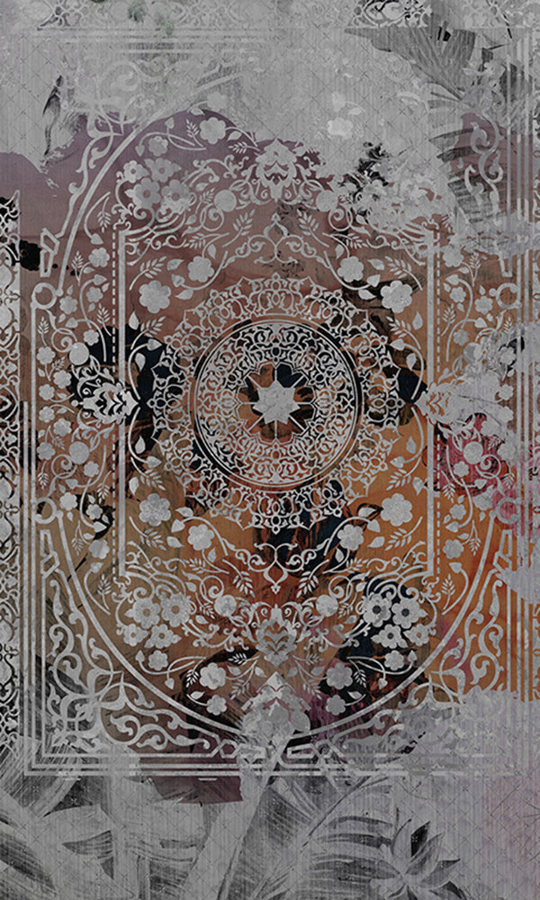 ornamental floral collage mural wallpaper