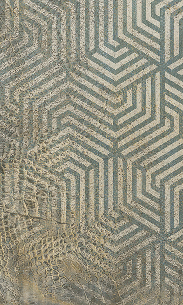 geometric reptile skin mural wallpaper