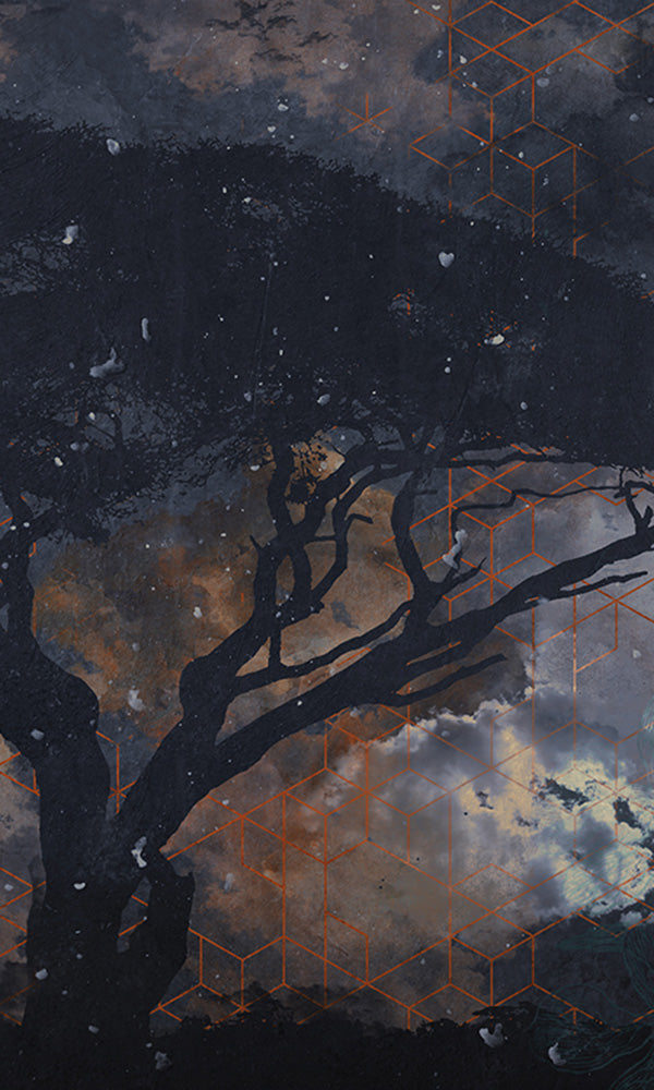 abstract galaxy landscape mural wallpaper