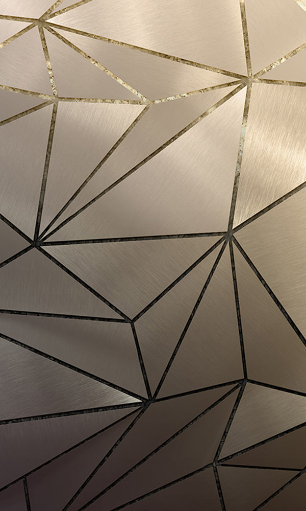 faux metal geometric mural wallpaper