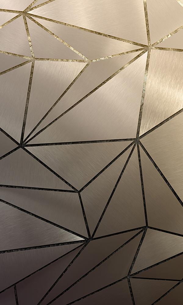 faux metal geometric mural wallpaper