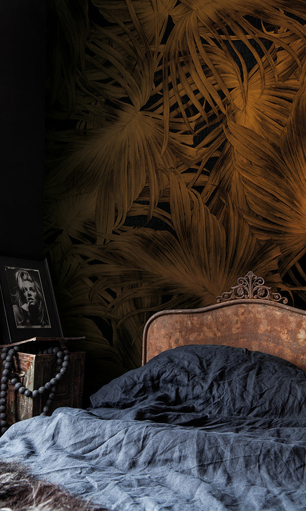 large flowing jungle botanicals mural wallpaper