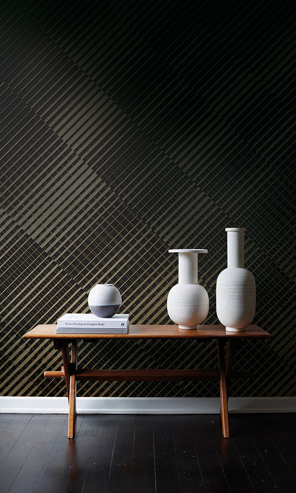 metallic geometric mural wallpaper
