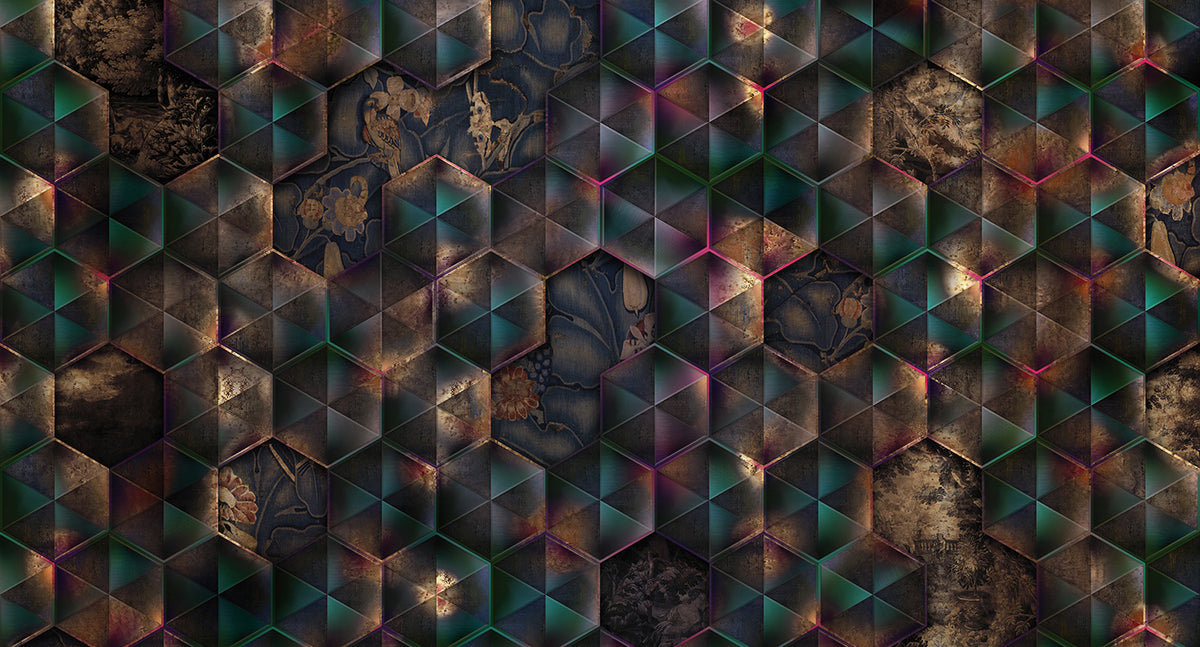 reflective tiles mural wallpaper