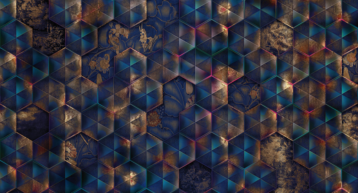 reflective tiles mural wallpaper