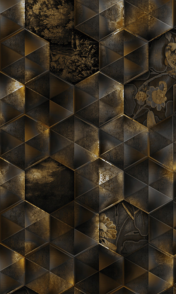 reflective tiles mural wallpaper