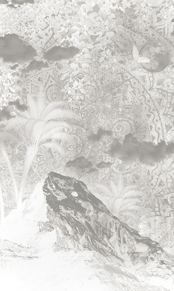 floral mandala landscape mural wallpaper