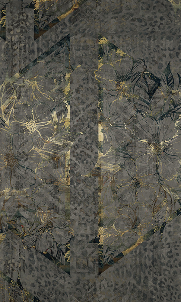 geometric floral diamonds mural wallpaper