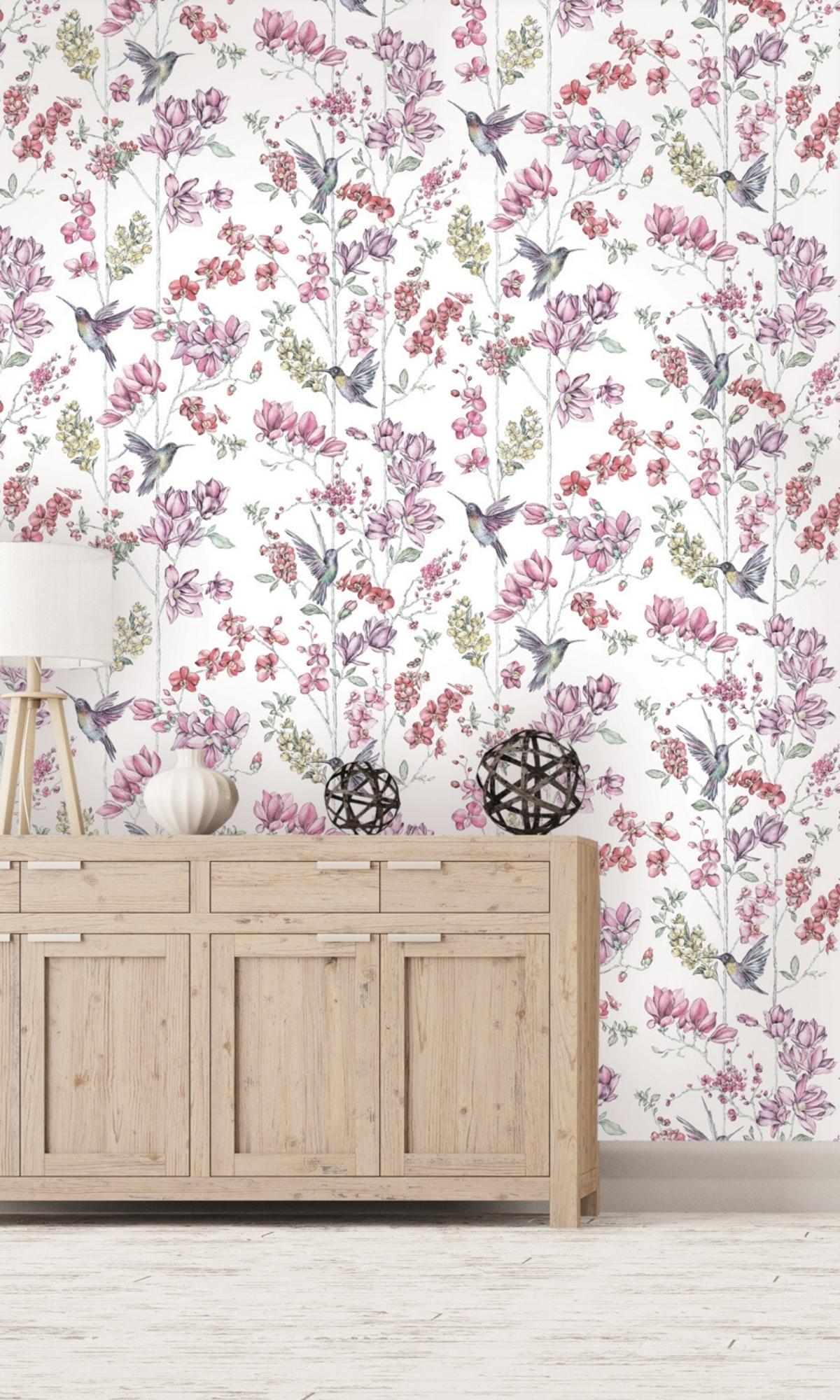 tropical floral birds wallpaper
