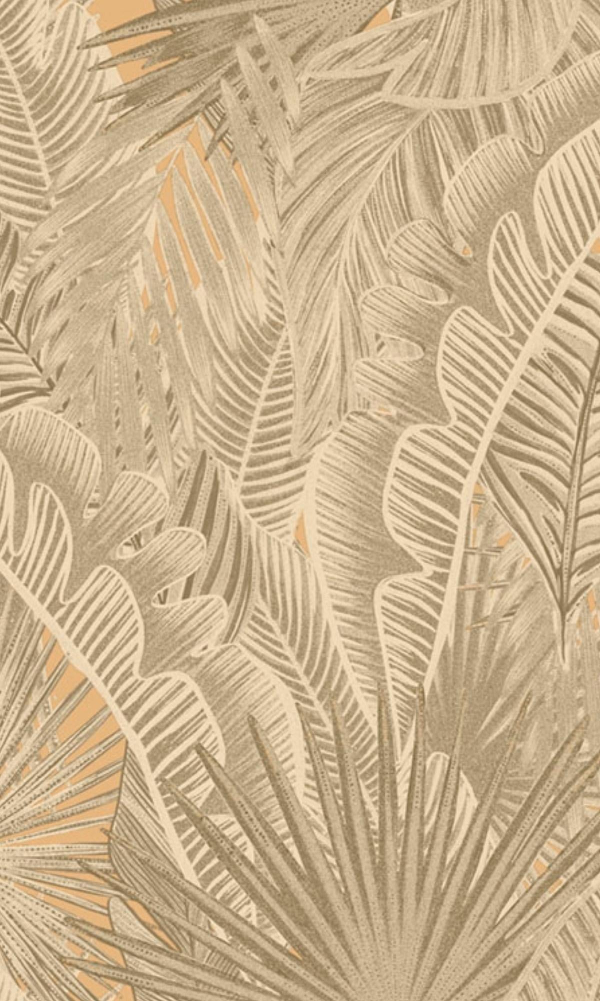 Beige Bold Tropical Leaves Wallpaper R7905
