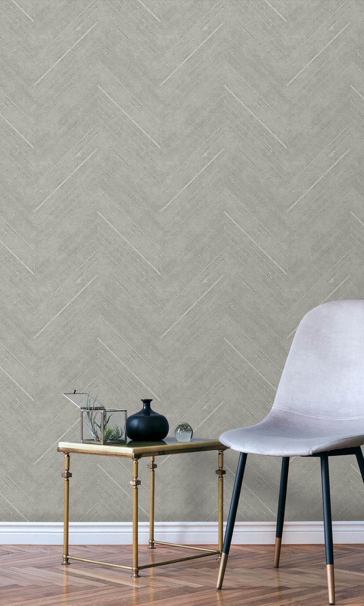 Silver Herringbone Geometric Wallpaper R7909