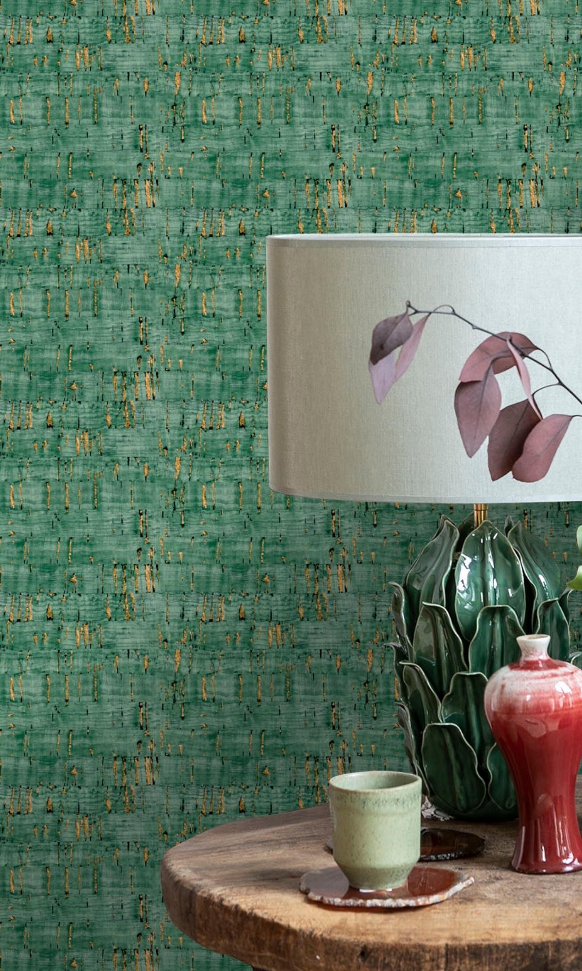 Emerald Cork-like Natural Wallpaper R7921