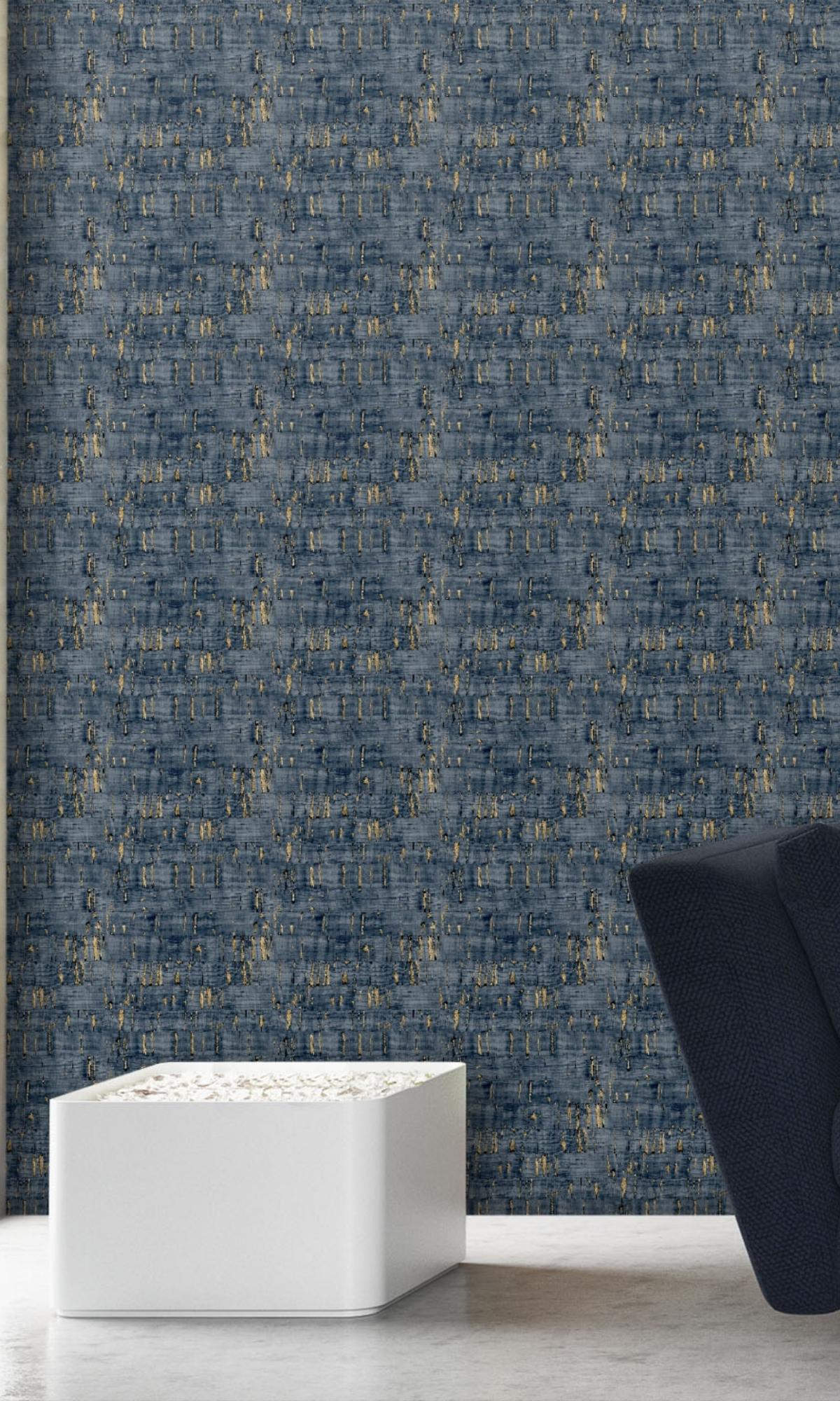 Royal Blue Cork-like Natural Wallpaper R7922