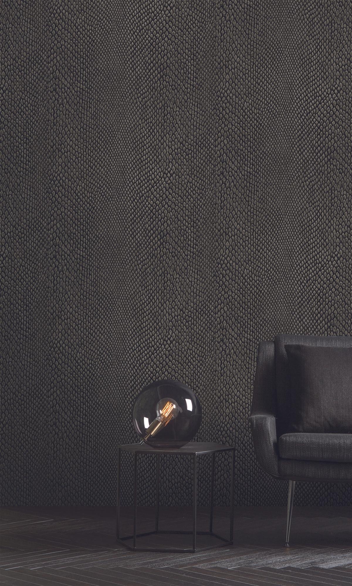 Chocolate Snake Print Textured Wallpaper R7930