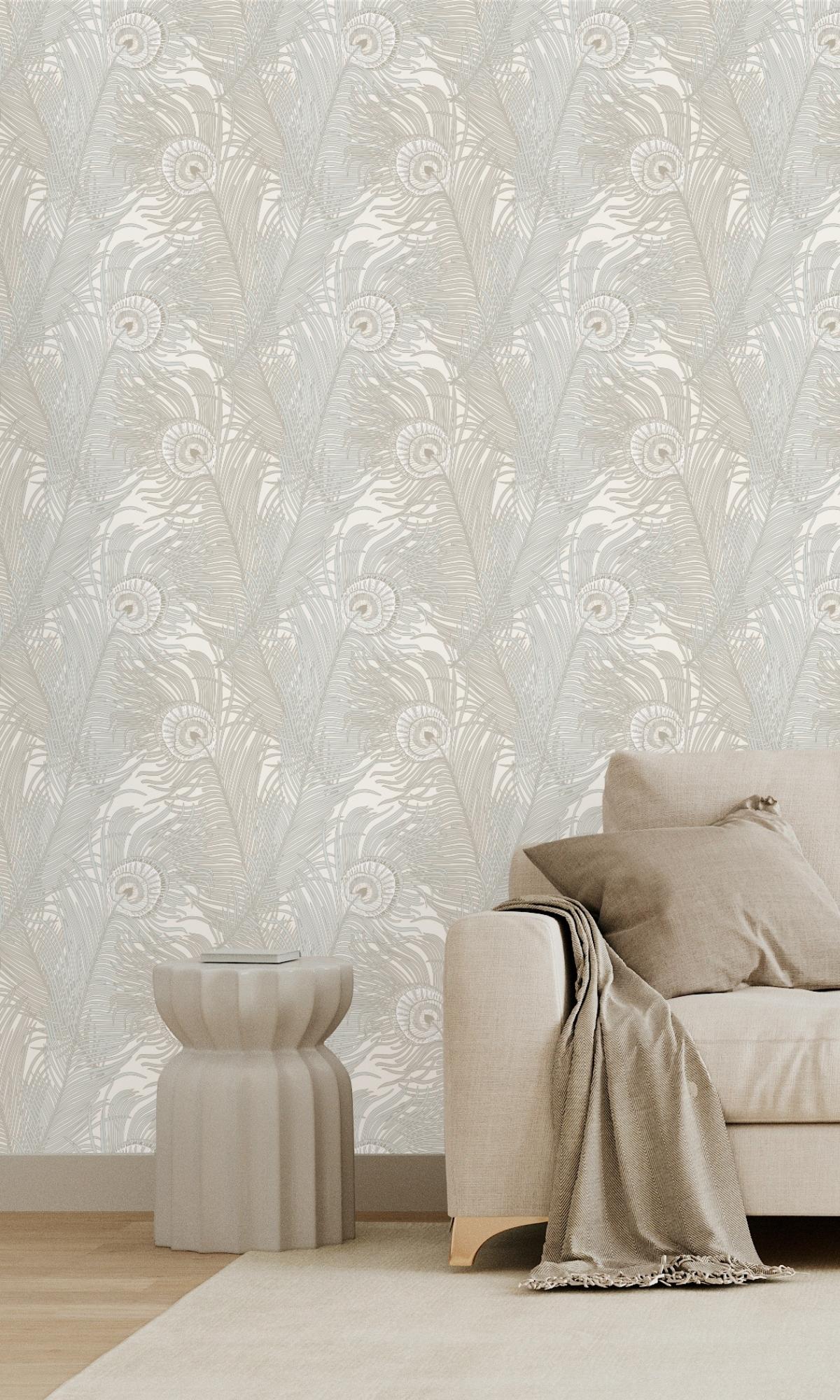 Beige Bali Inspired Tropical Wallpaper R7935