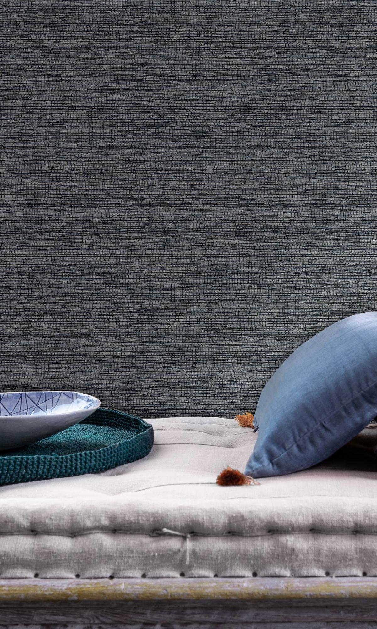 Jomon Navy Blue Grasscloth Wallpaper R7902