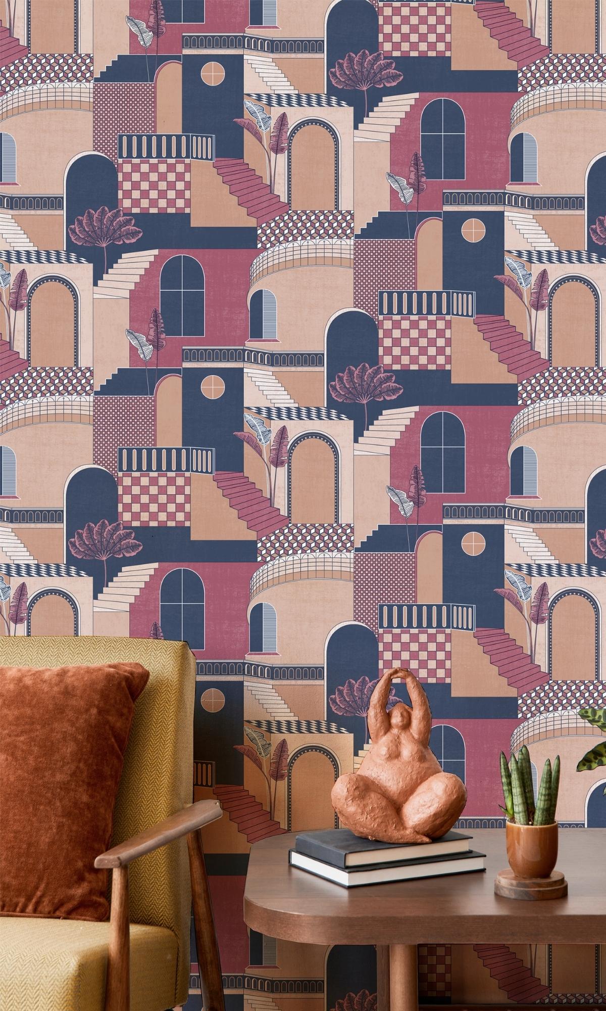 navy contemporary style wallpaper