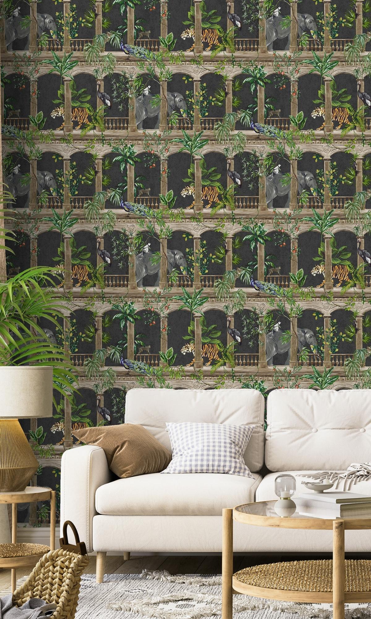 black tropical wallpaper, black ancient inspired tropical wallpaper, bedroom wallpaper ideas, black accent wall, black accent wall ideas, black wall ideas, black feature wall, black wall design ideas, black aesthetic wallpaper, toile wallpaper black, black artistic wallpaper, black art wallpaper, wallpaper black background plain, black vintage wallpaper, black retro wallpaper