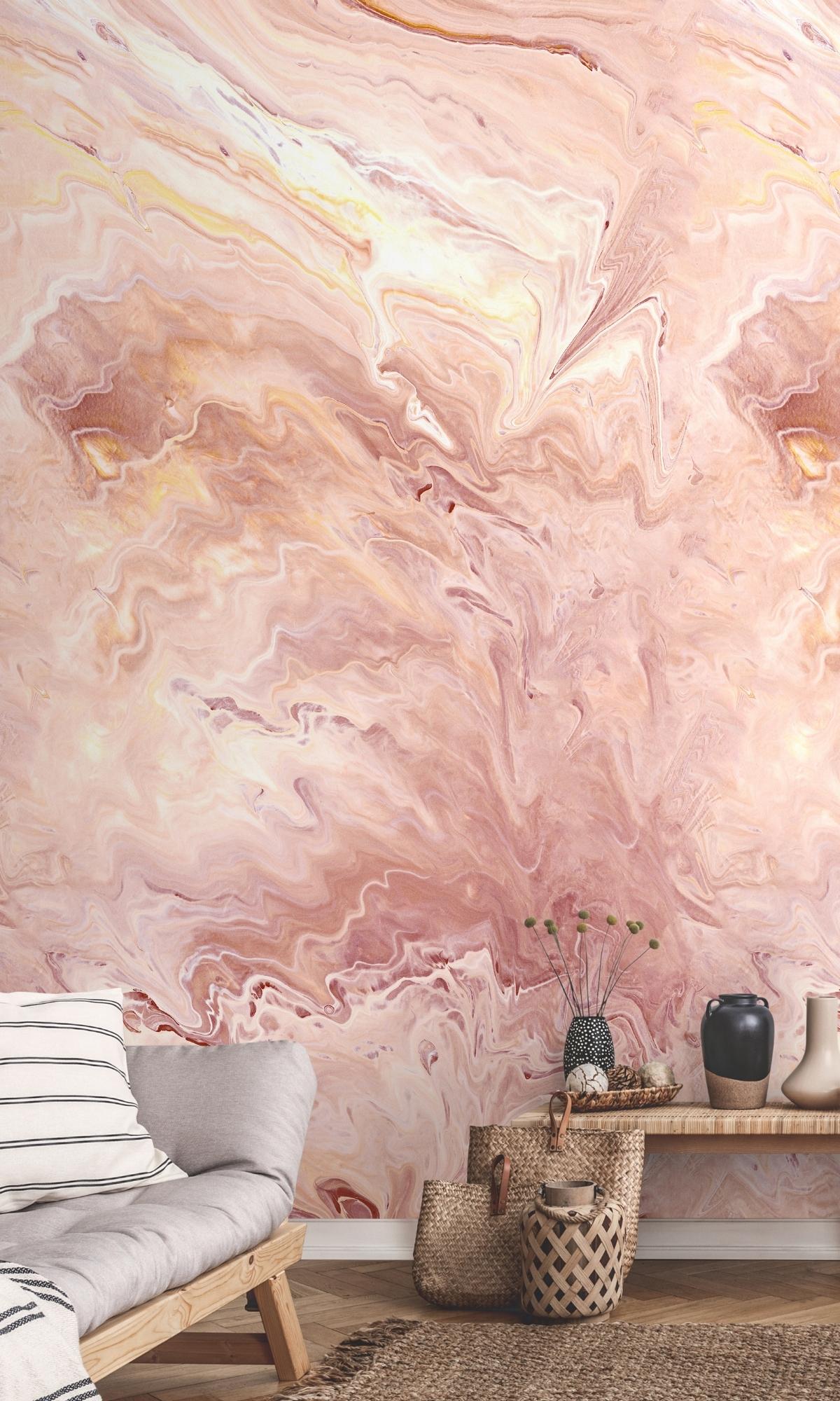 Red Striking  Marble Digital Print Wallpaper RM2006