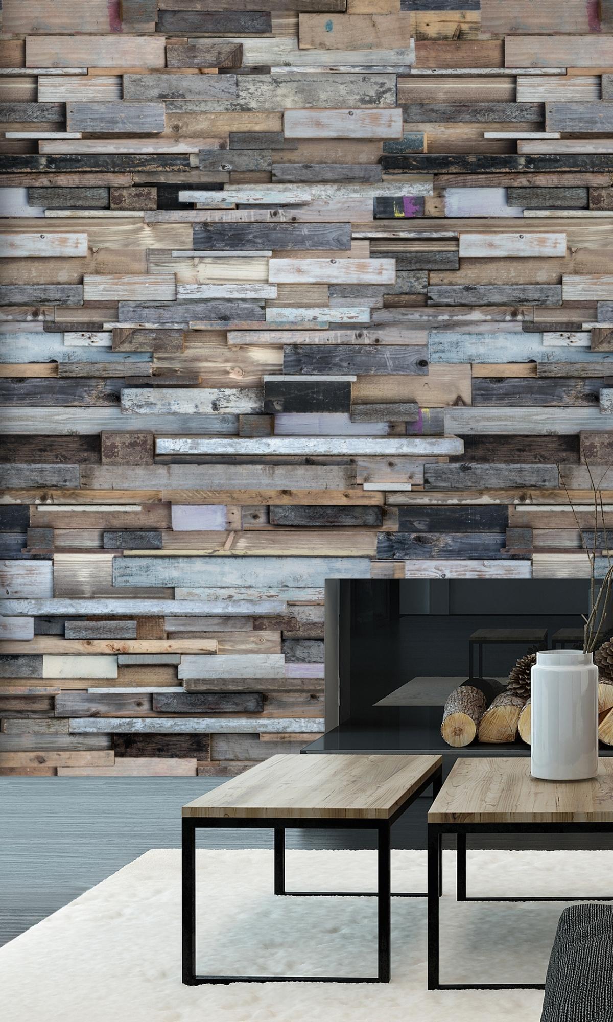 Multi-Color Wood Panels Digital Wallpaper RM2013