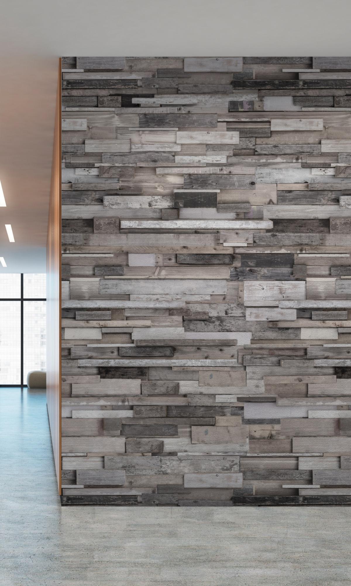 Gray Wood Panels Digital Wallpaper RM2014