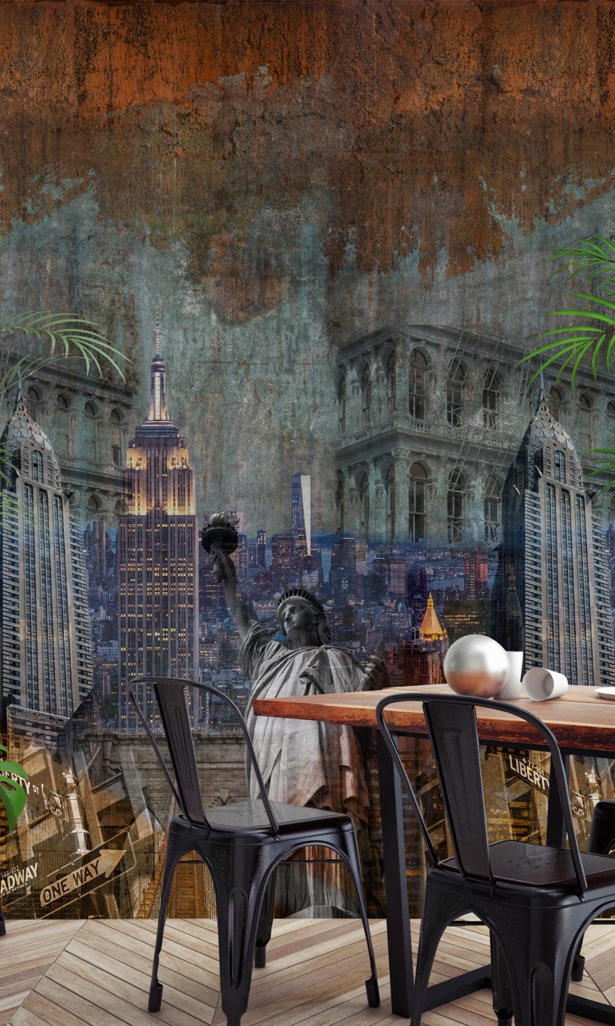Multi Color Painted Statue of Liberty Digital Wallpaper RM2041