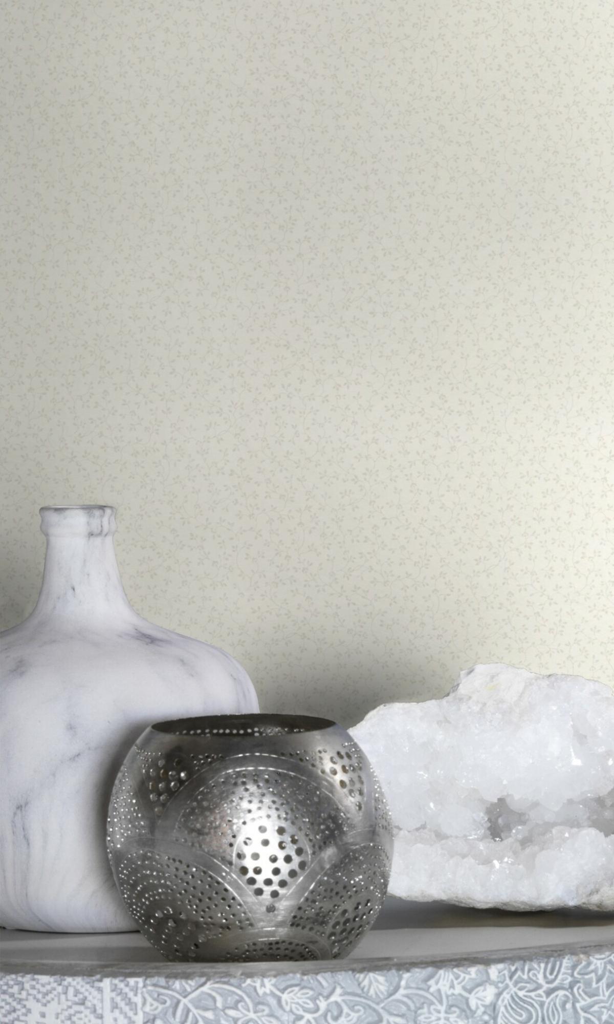 White Minimalist All Over Prints FLoral Wallpaper R7858