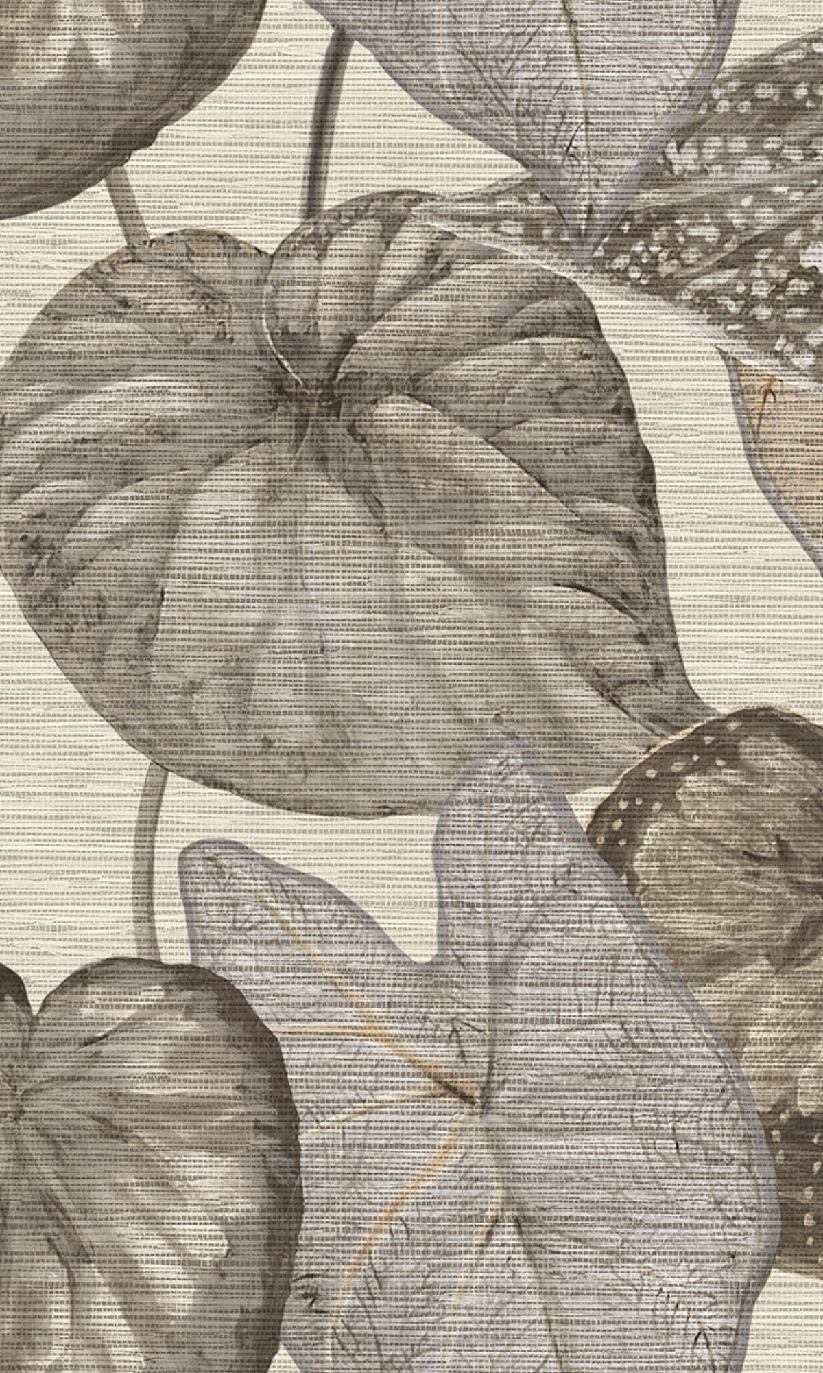 White & Grey Bold Tropical Leaves R8233