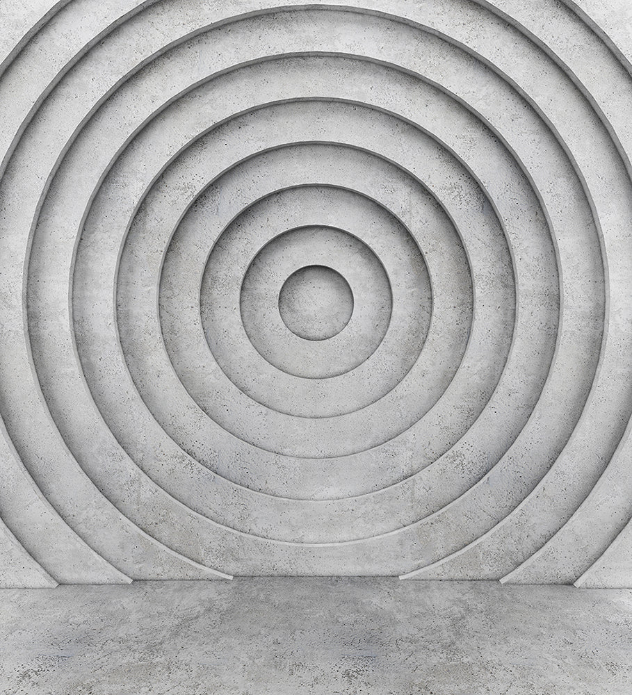 Concentric Concrete Geometric Mural Wallpaper M9323