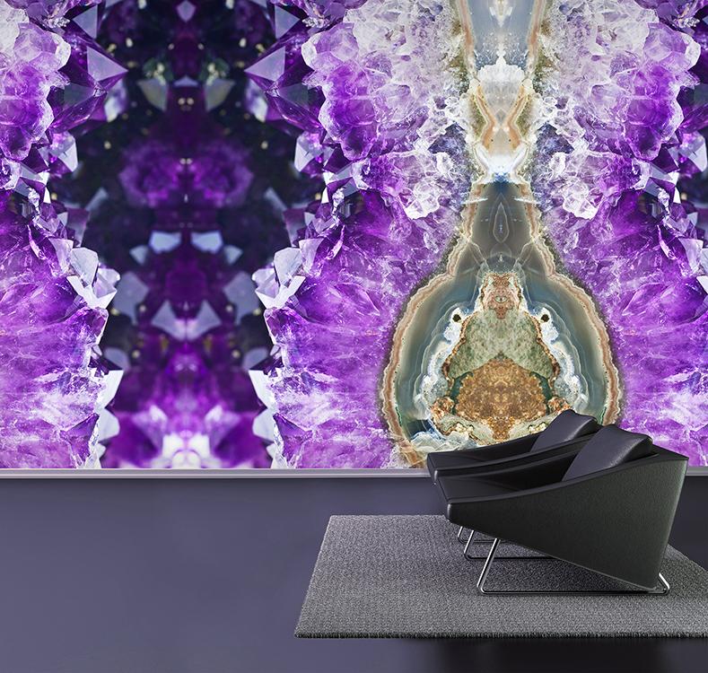 Purple Crystalize Formation Mural Wallpaper M8941