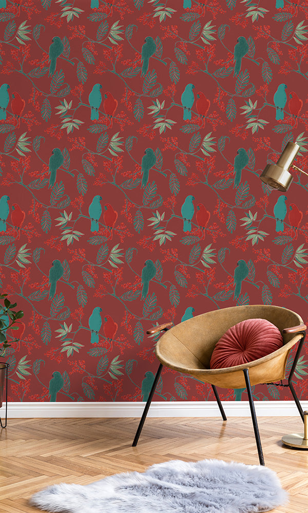 floral birds living room wallpaper