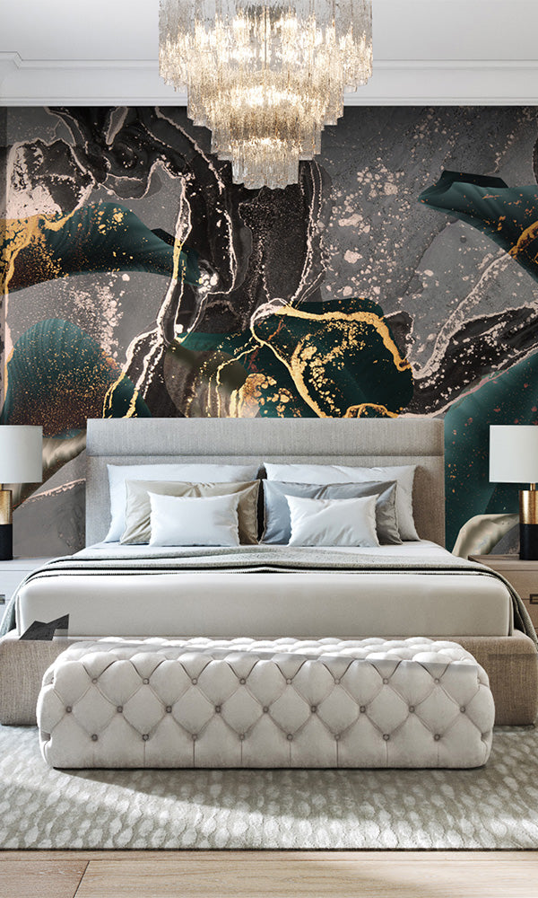 metallic painted hotel wallpaper