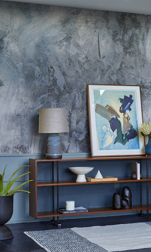faux concrete lobby wallpaper