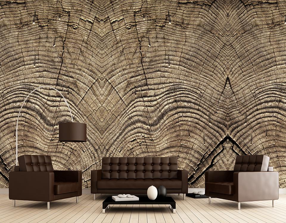 Warm Grey Stump Rings Mural Wallpaper M8918