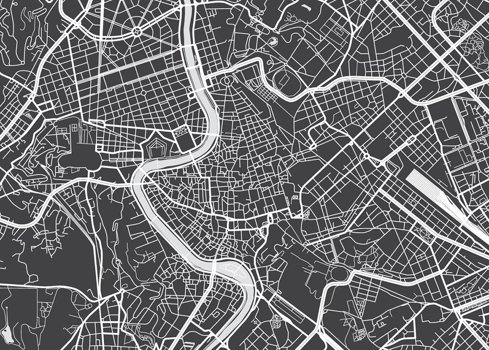 Contemporary Map of Rome Mural Wallpaper M9325