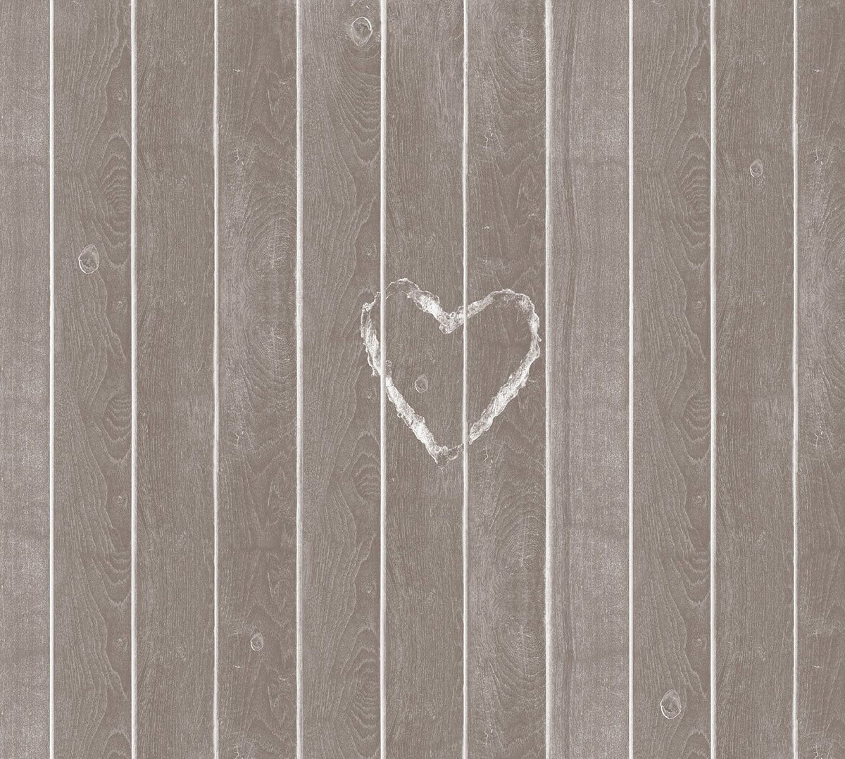 Brown Faux Wood with a Heart Mural M9200 | Digital Art Wallpaper