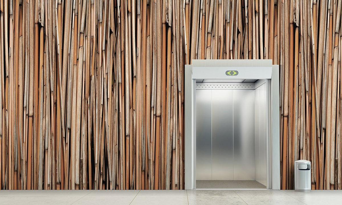 Brown & Orange Faux Bamboo Pole Mural  M8935 | Digital Art Wallpaper