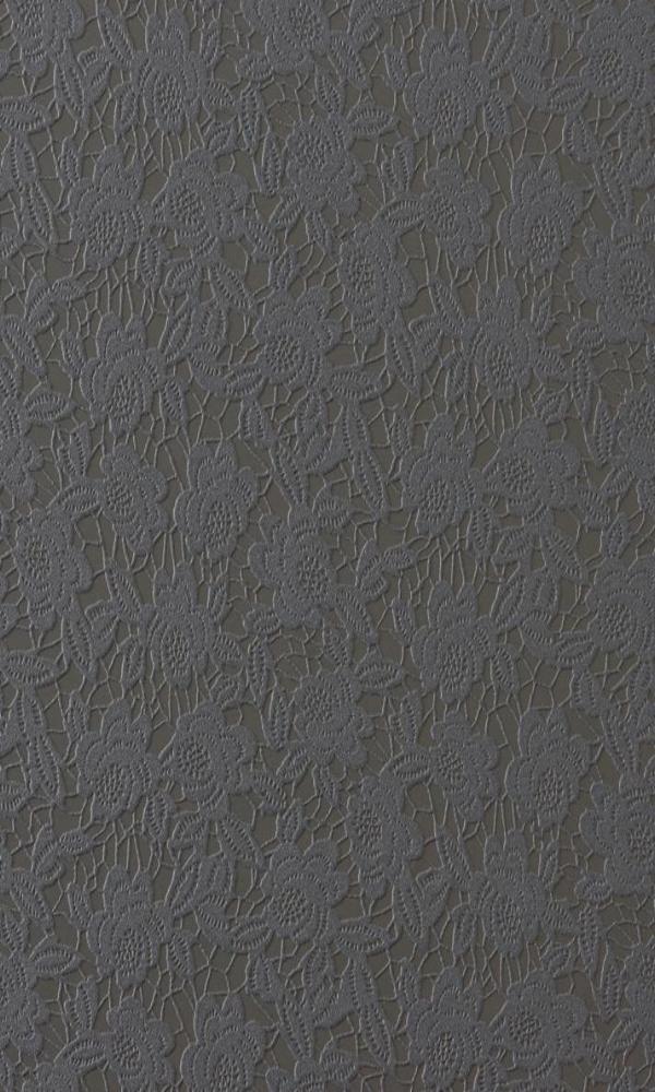 Dark Grey Floral Traditional Wallpaper SR1799