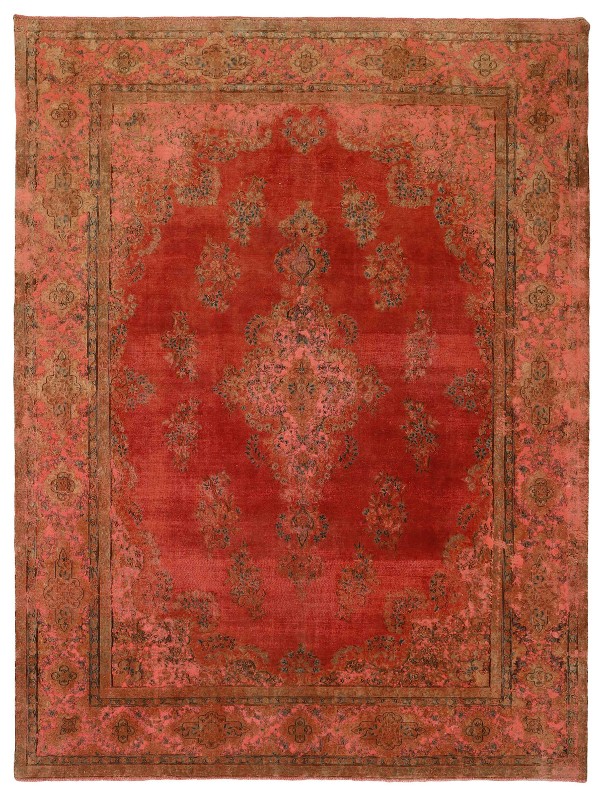 Vintage Kerman Collection: Antique Persian Hand-Knotted Rugs in Recoloured, Stonewashed Finishes303 cm x 406 cm