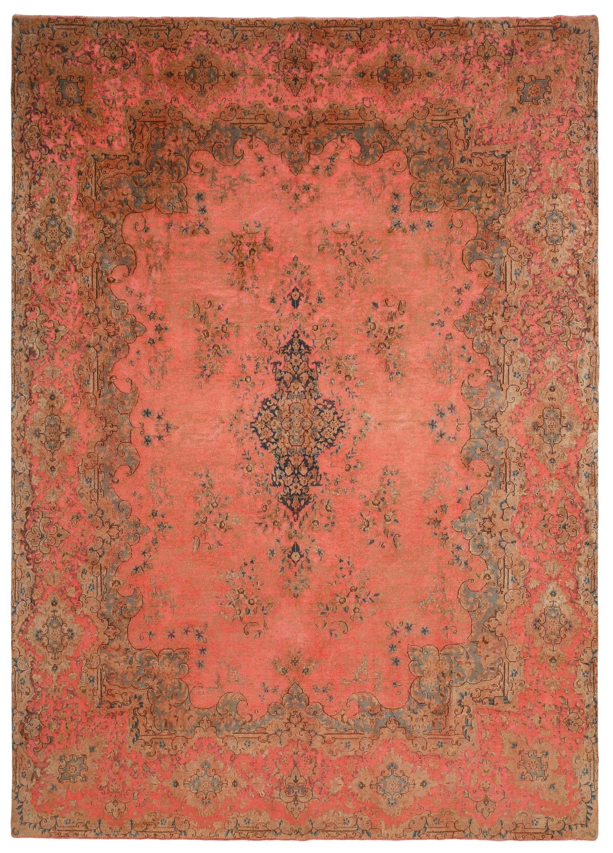 Vintage Kerman Collection: Antique Persian Hand-Knotted Rugs in Recoloured, Stonewashed Finishes293 cm x 413 cm