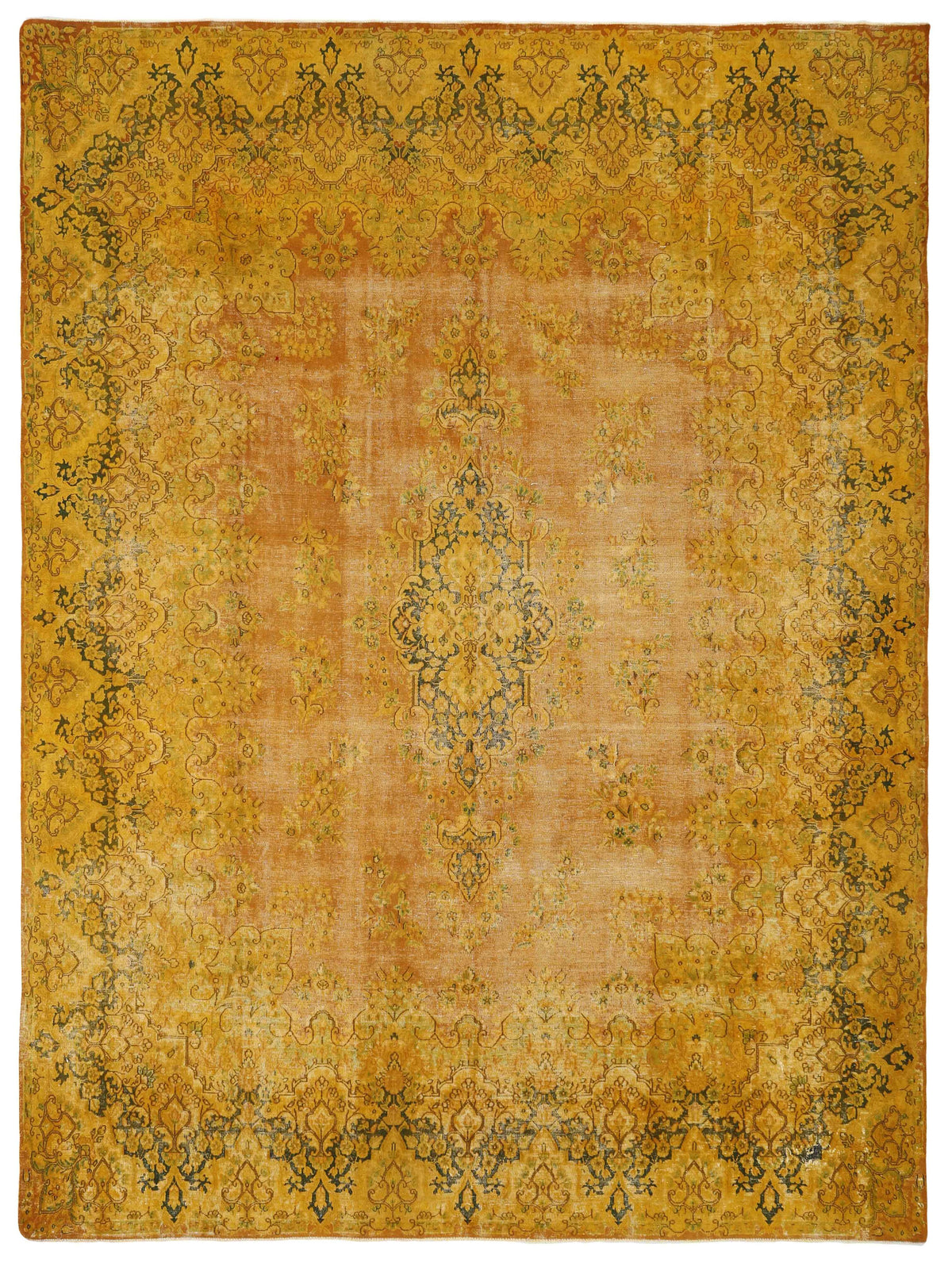 Vintage Kerman Collection: Antique Persian Hand-Knotted Rugs in Recoloured, Stonewashed Finishes290 cm x 398 cm