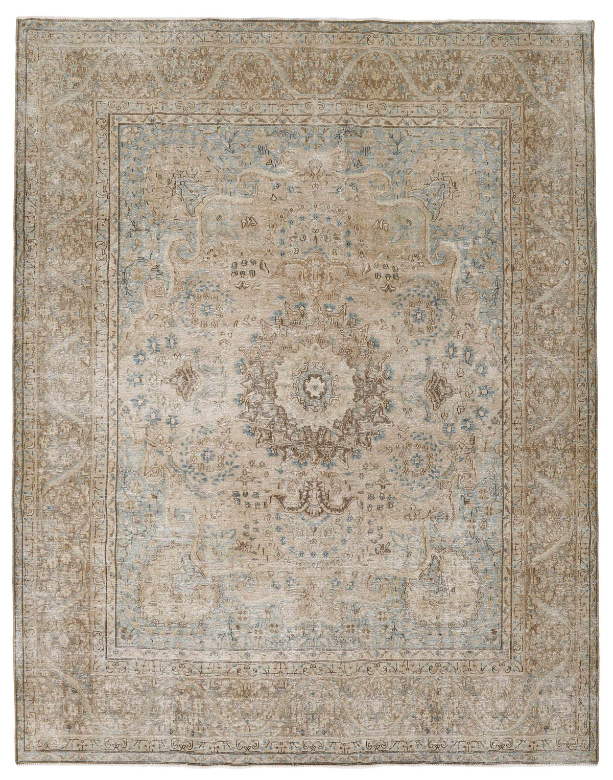 Vintage Royal Collection: Antique Persian Hand-Knotted Rugs in Stonewashed, Recoloured Finishes303 cm x 387 cm