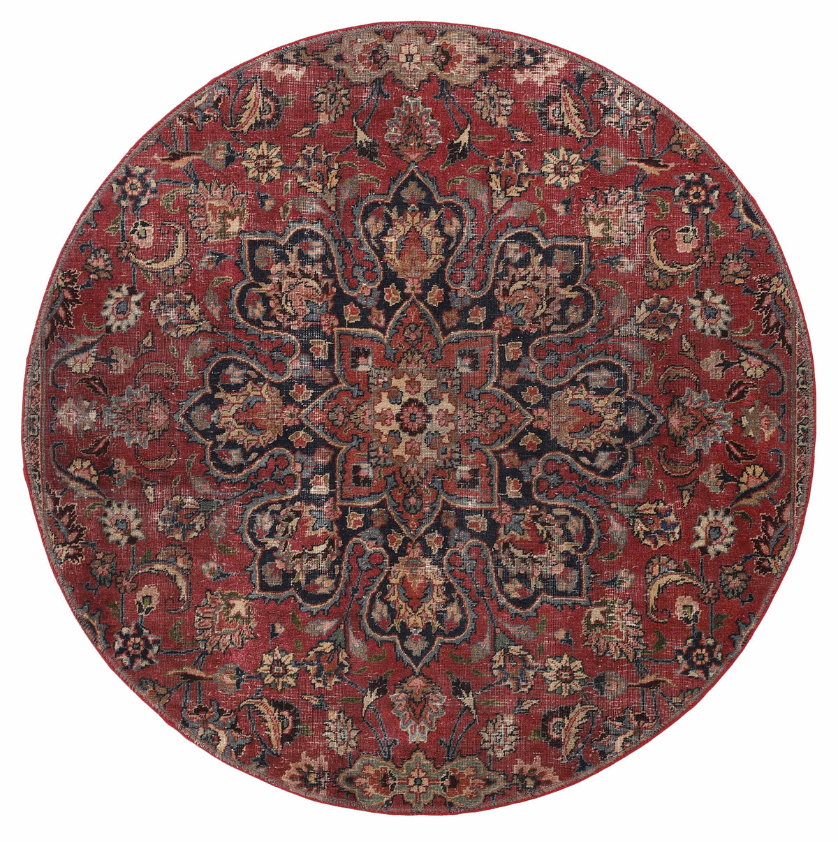 Vintage Royal Collection: Antique Persian Hand-Knotted Rugs in Stonewashed, Recoloured Finishes130 cm x 130 cm