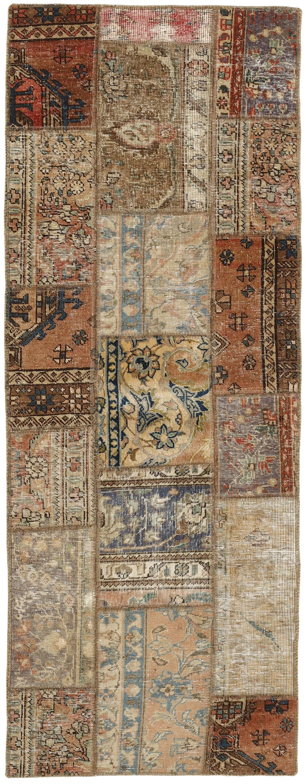 Vintage Royal Patchwork Rugs | Antique Persian Handcraft73 cm x 206 cm