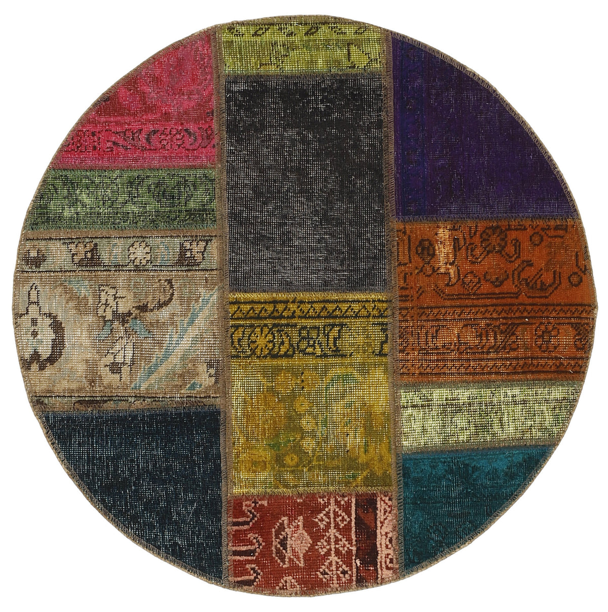 Vintage Royal Patchwork Rugs | Antique Persian Handcraft100 cm x 100 cm